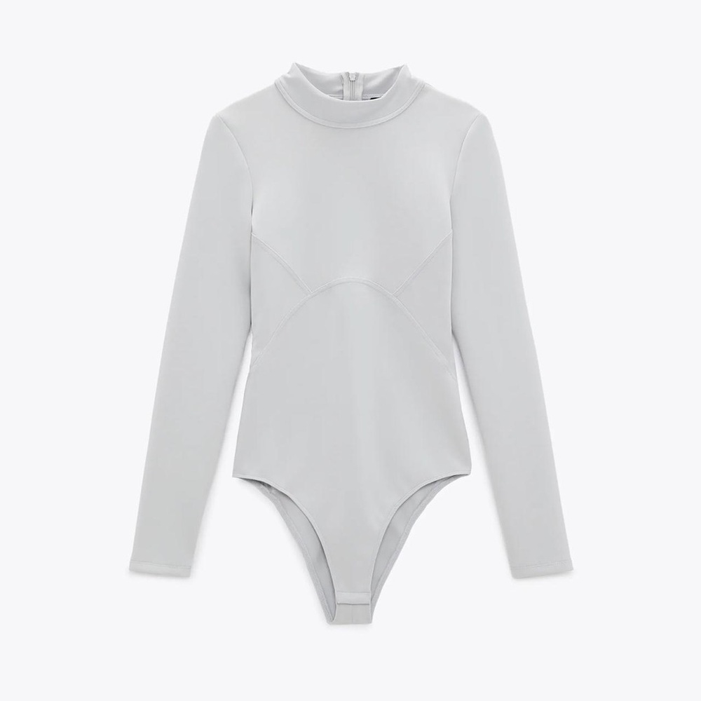 Zara Light Gray Long Sleeve Bodysuit